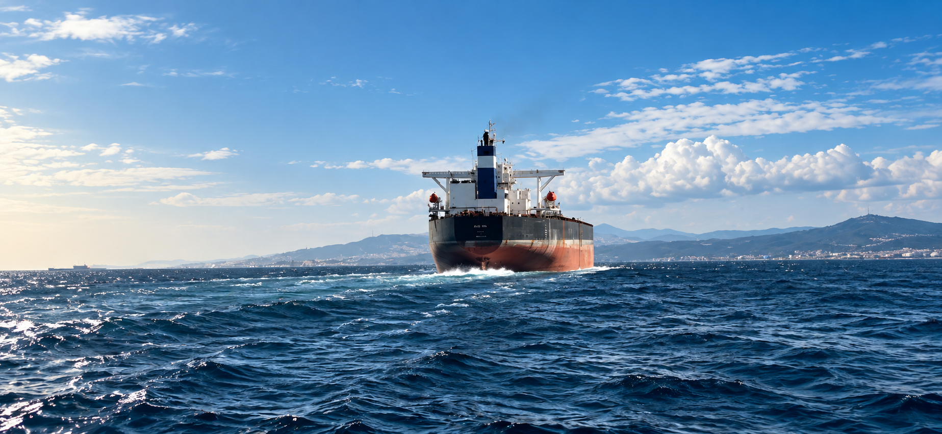 Dry cargo vessel underway at sea